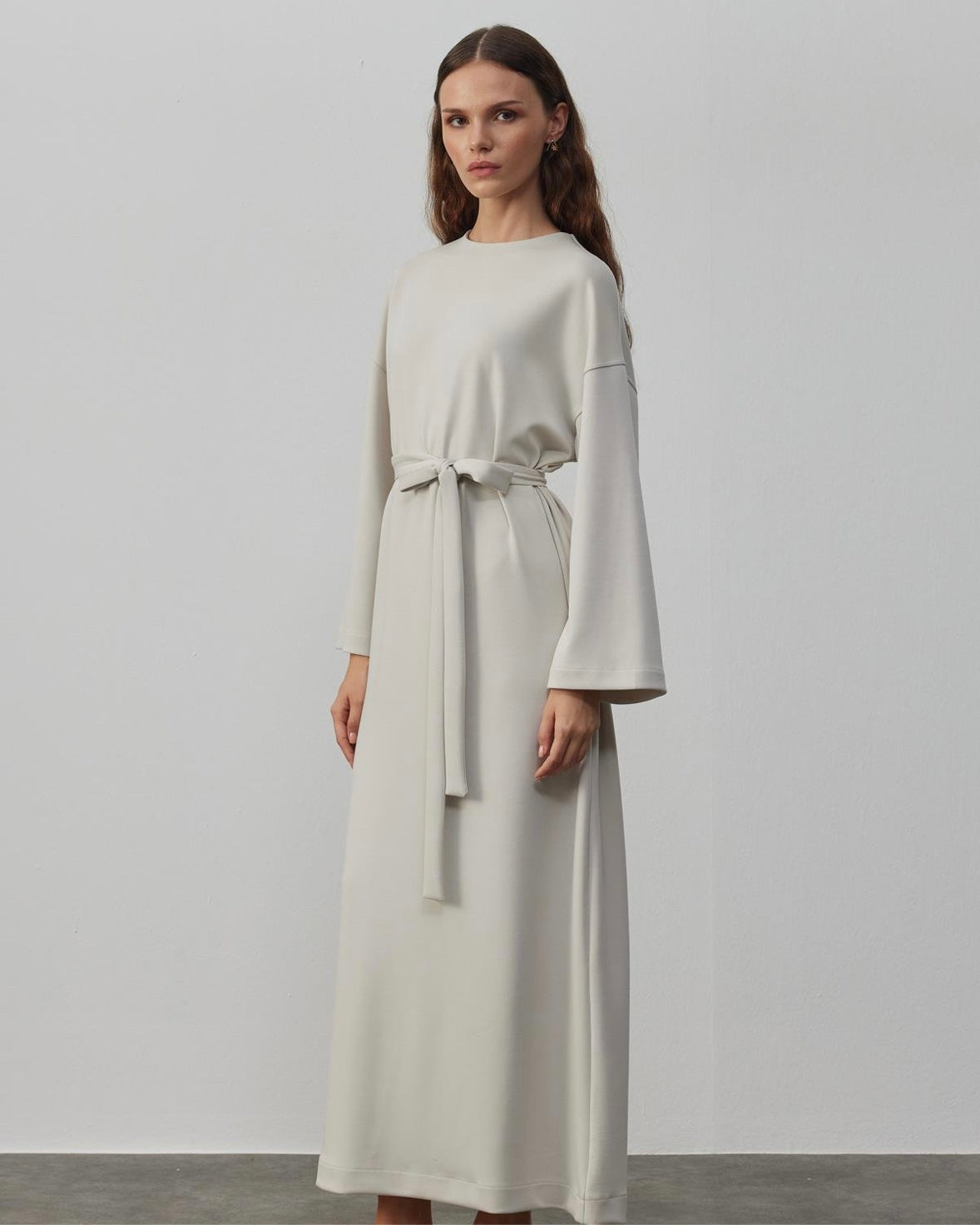 Lounge Belted Dress - cold beige