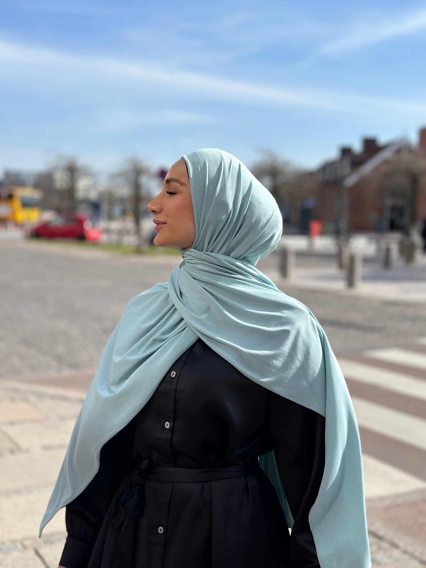 Plain Jersey hijab - turqoise b180