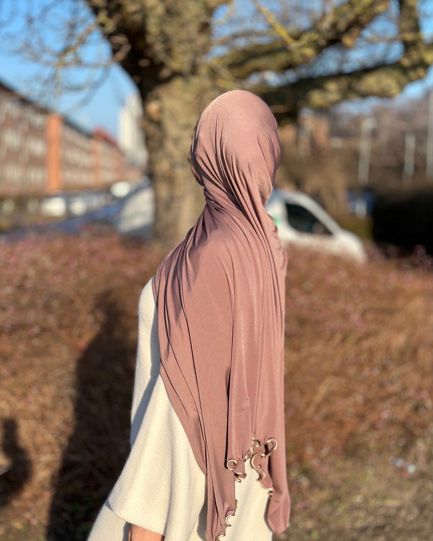 Flowy Lycra Hijab - Pastel Brown fl 33