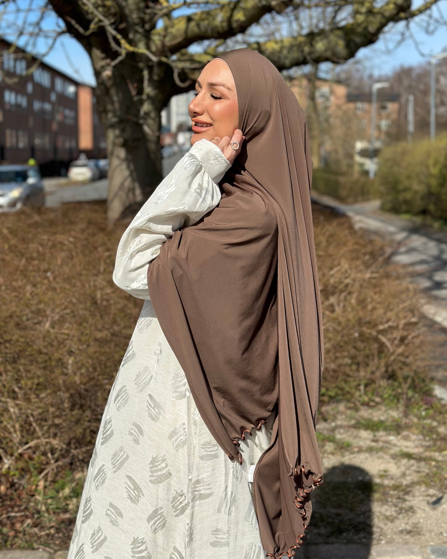 Flowy Lycra Hijab - Walnut fl20