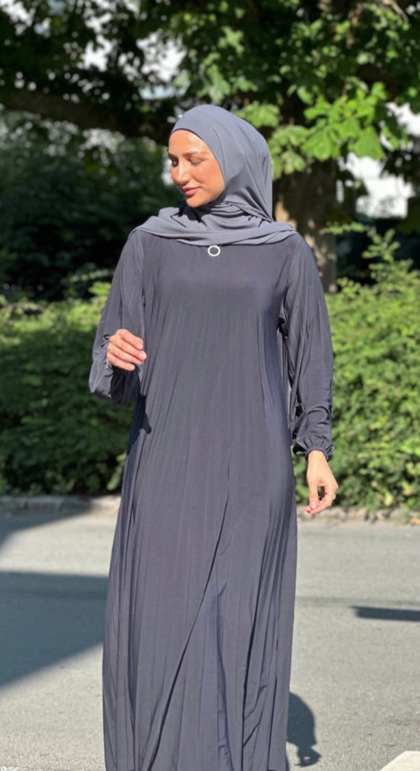 Plisseret Abaya - Gri