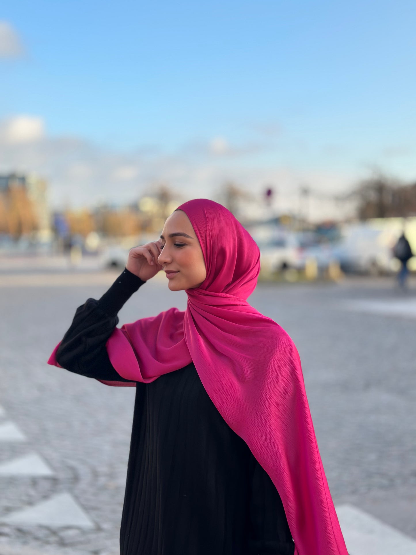 Shiny Crincle chiffon - Cerry Pink sc21