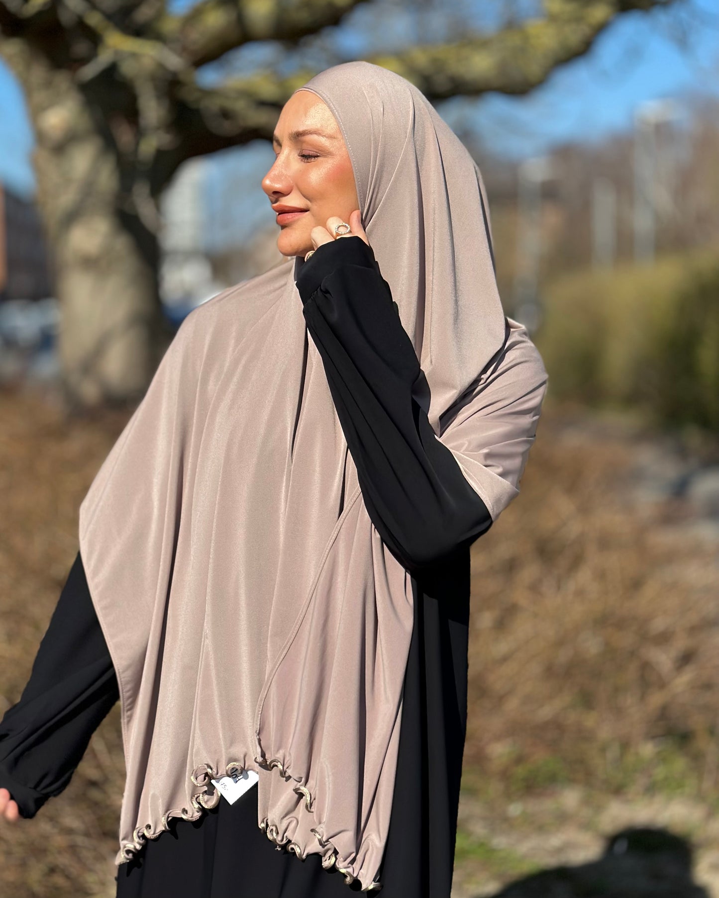 Flowy Lycra Hijab - mocha FL04