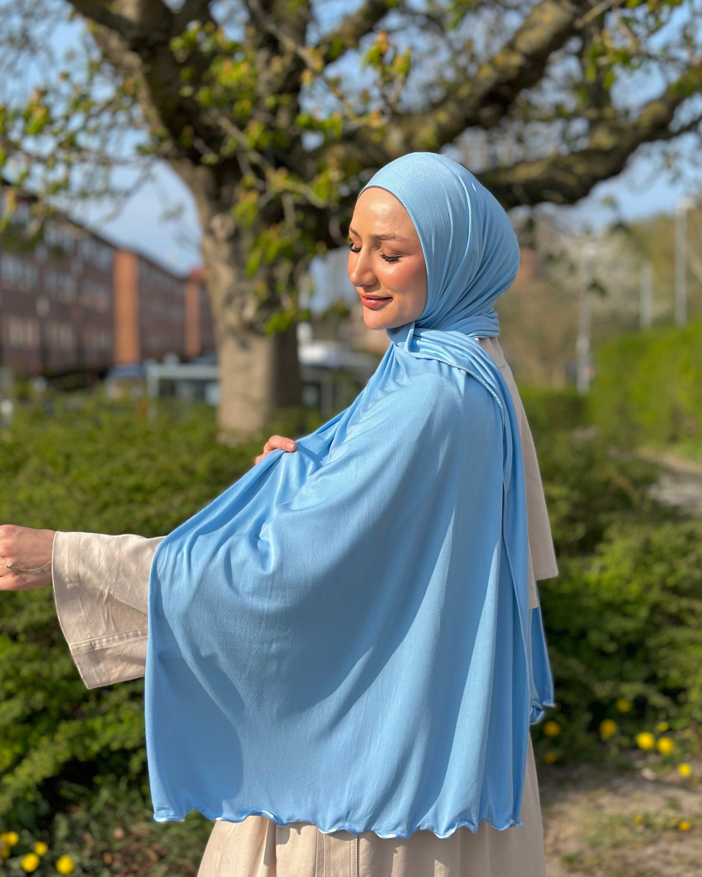 Flowy jersy Hijab - skye blue FJ15