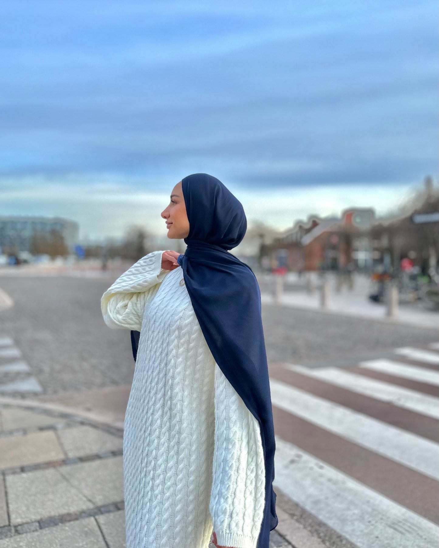 Premium chiffon silk - Navy sd18