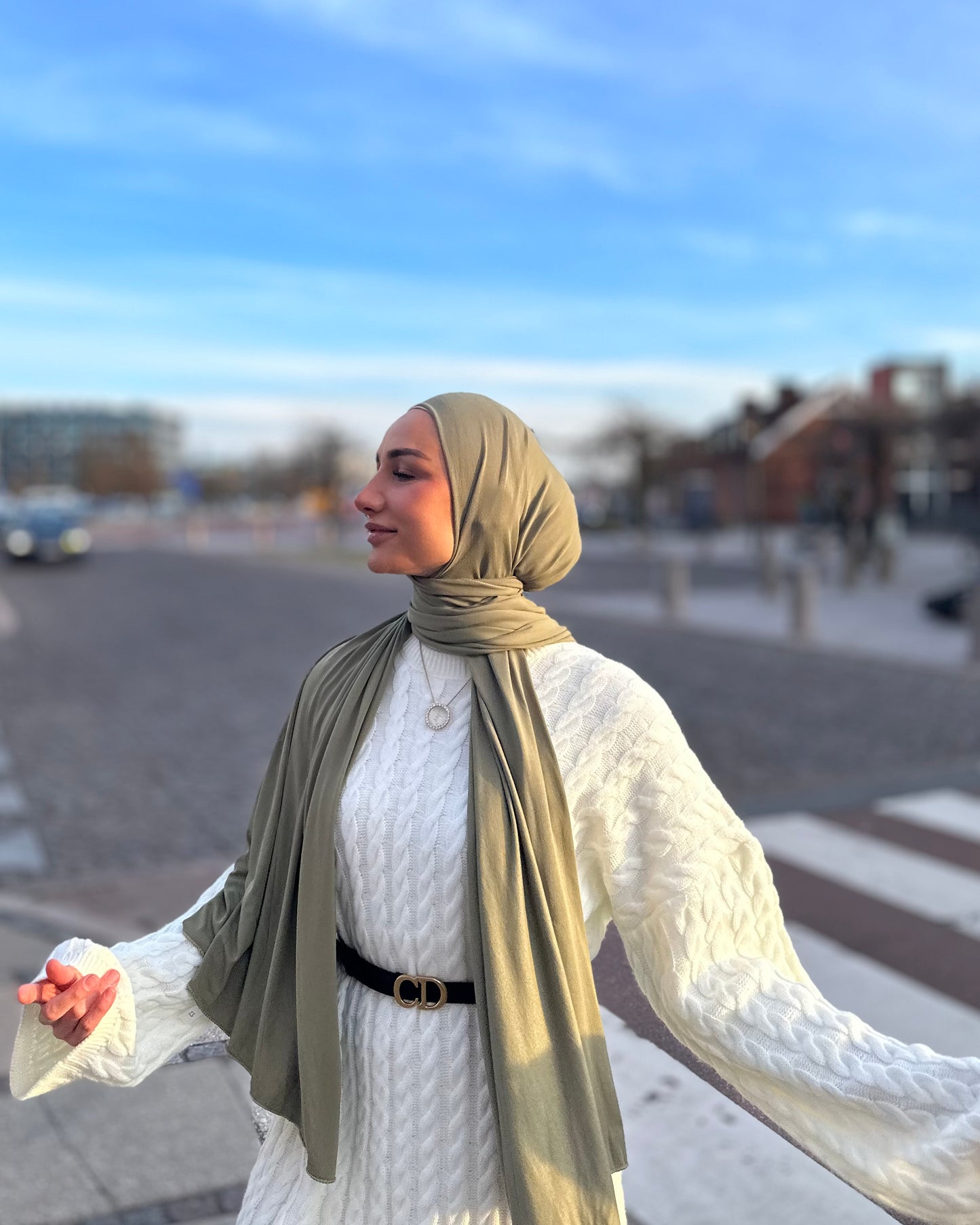 Plain Jersey hijab - Matcha b23