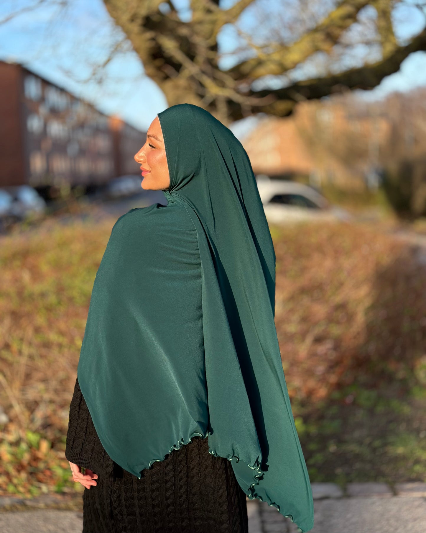 Flowy Lycra Hijab - forest green FL11