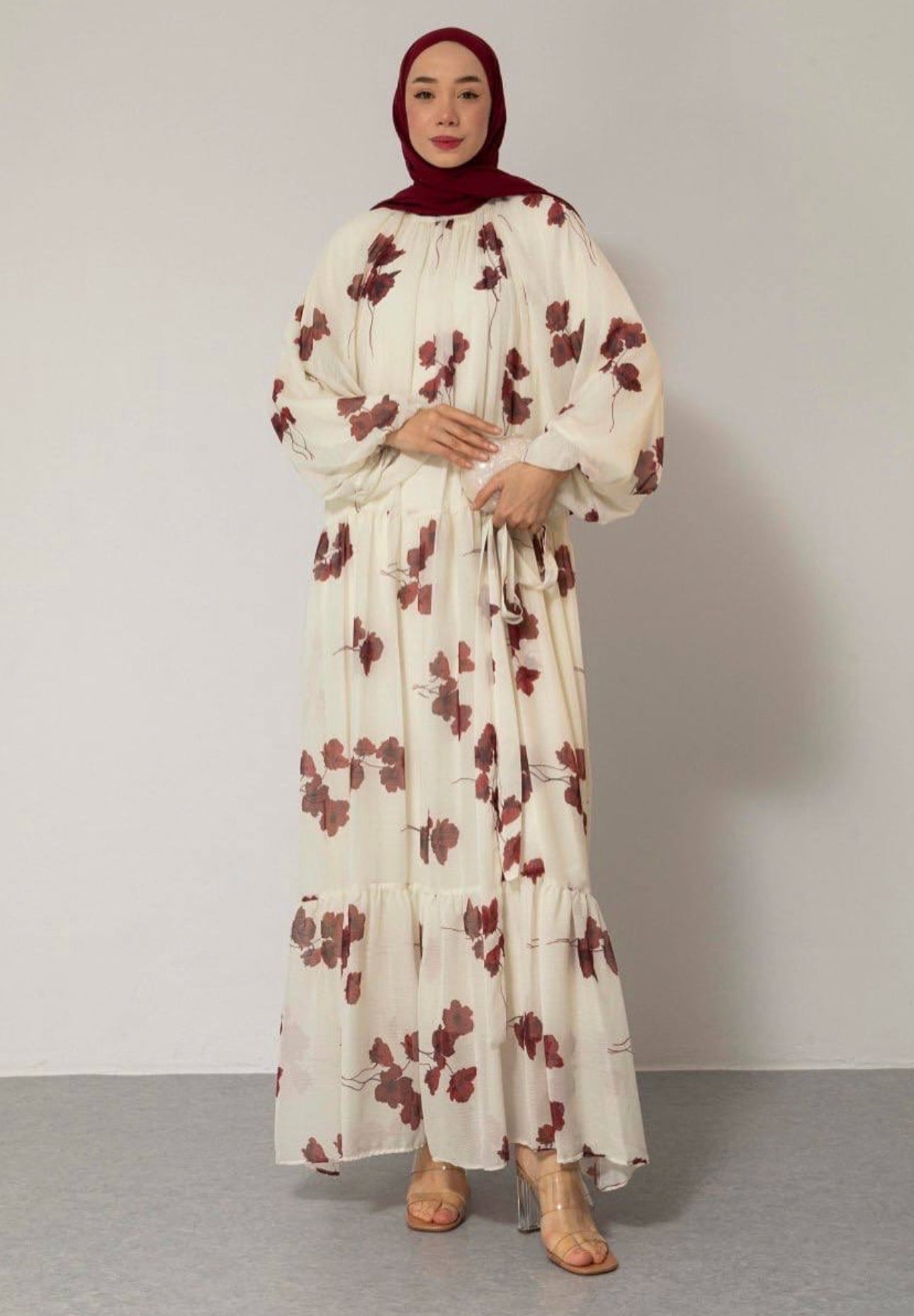 Elara bloom dress - red Wine