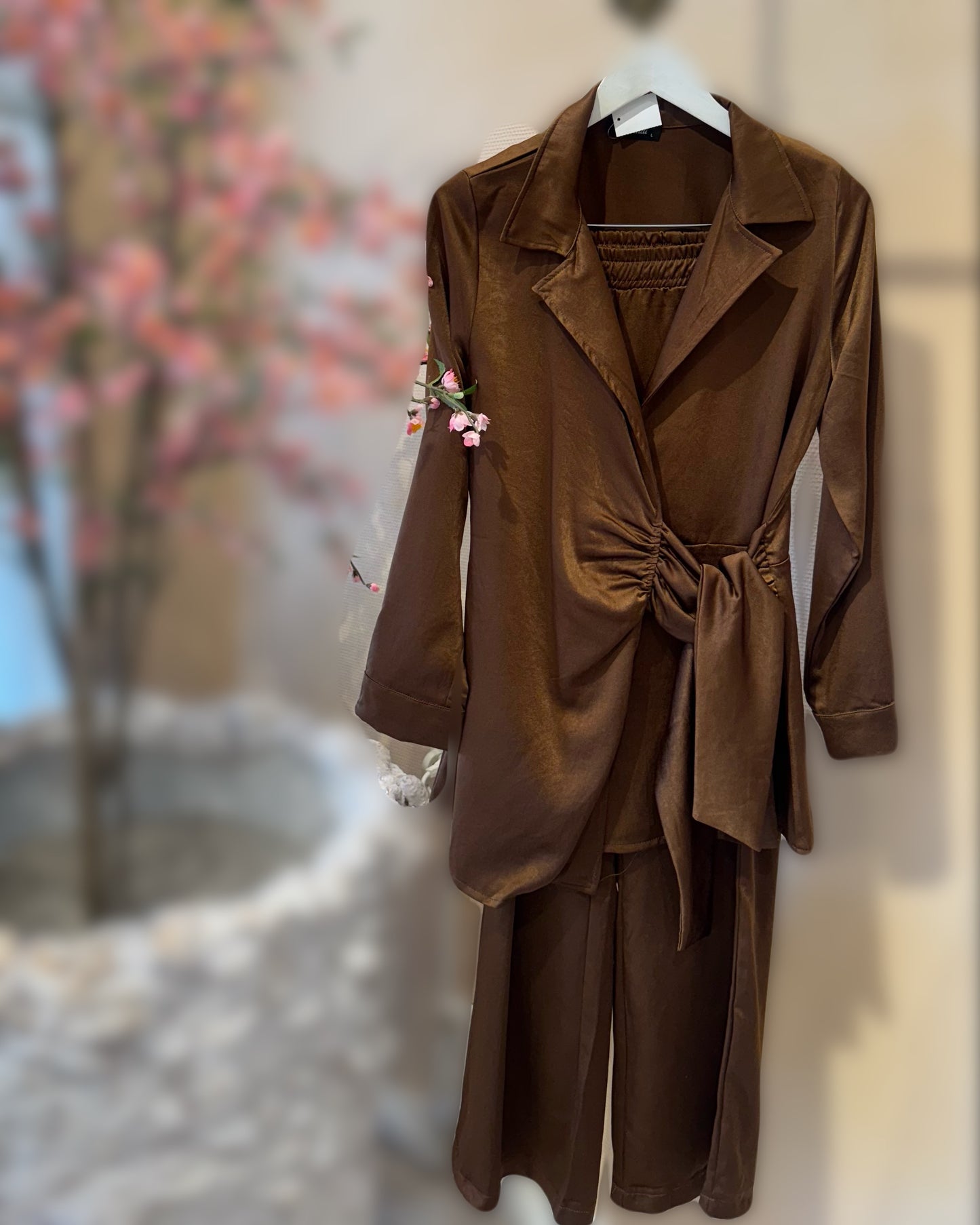 Silk-blend velvet blazer set - Cookie