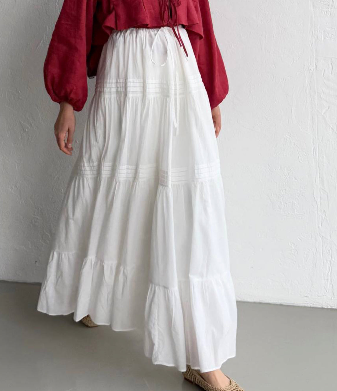 Elegant flow skirt - White
