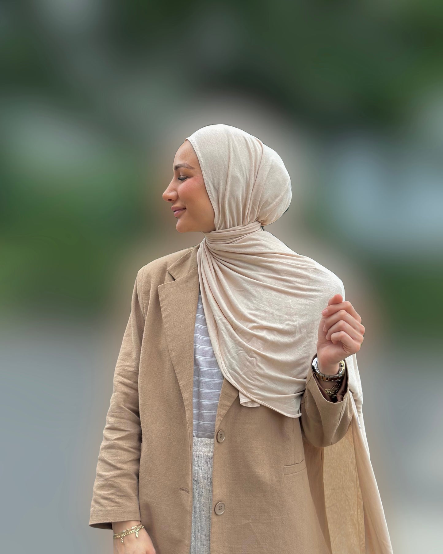 Anında Jersey Hicab - Kozmik Bej Us08