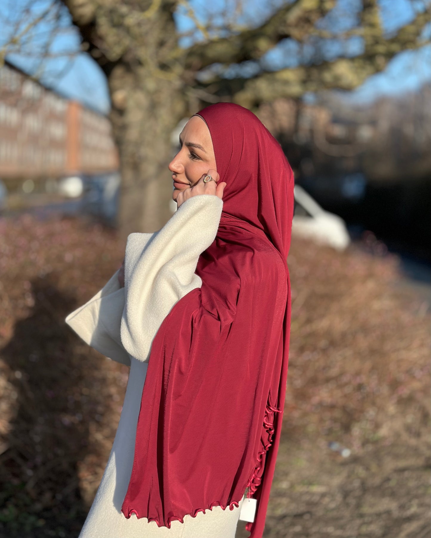 Flowy Lycra Hijab - Red Wine Fl49