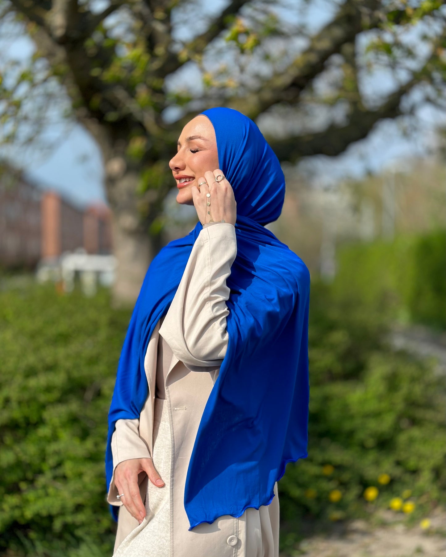 Flowy jersy Hijab - Royal blue FJ16