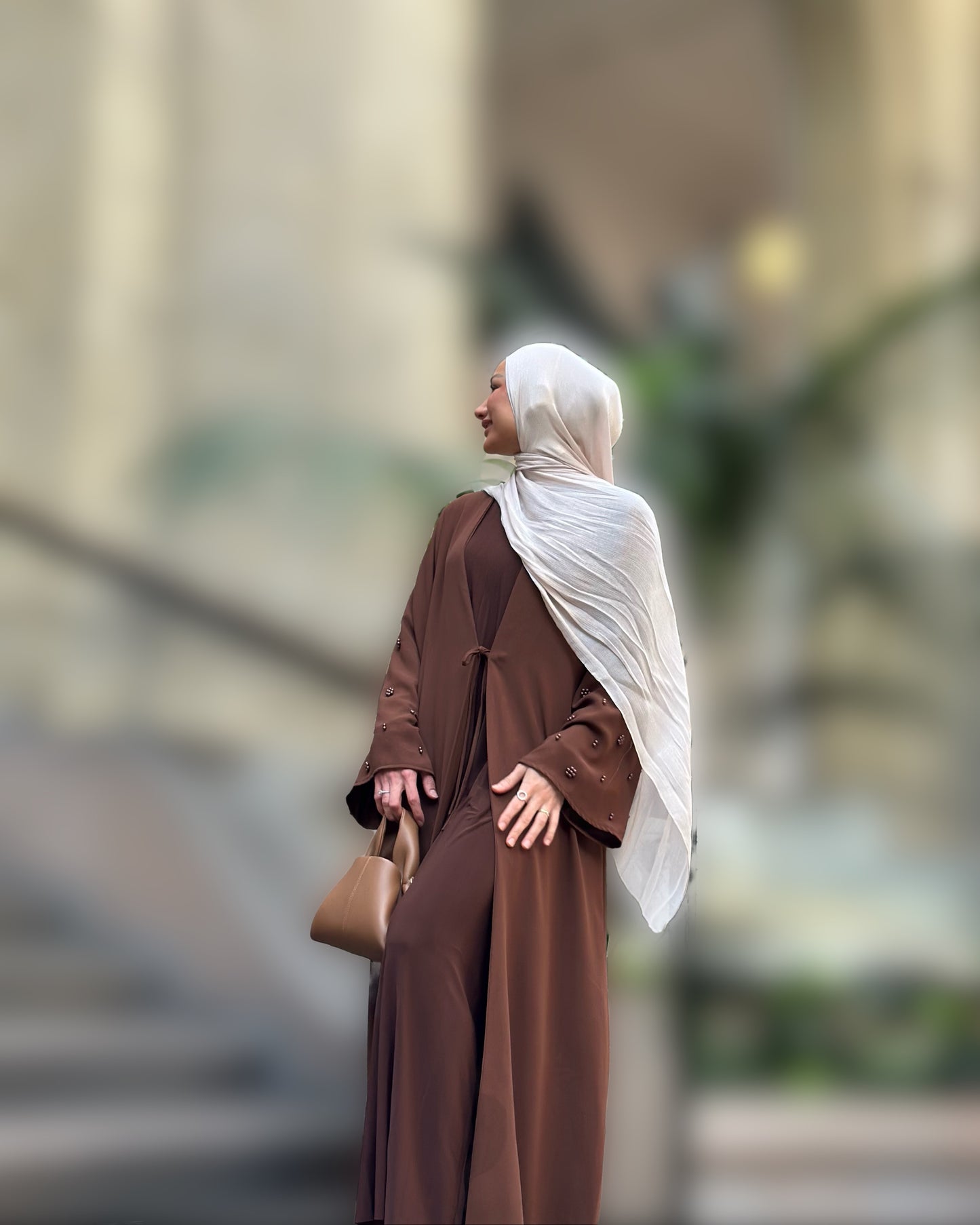 Pearl abaya - brown