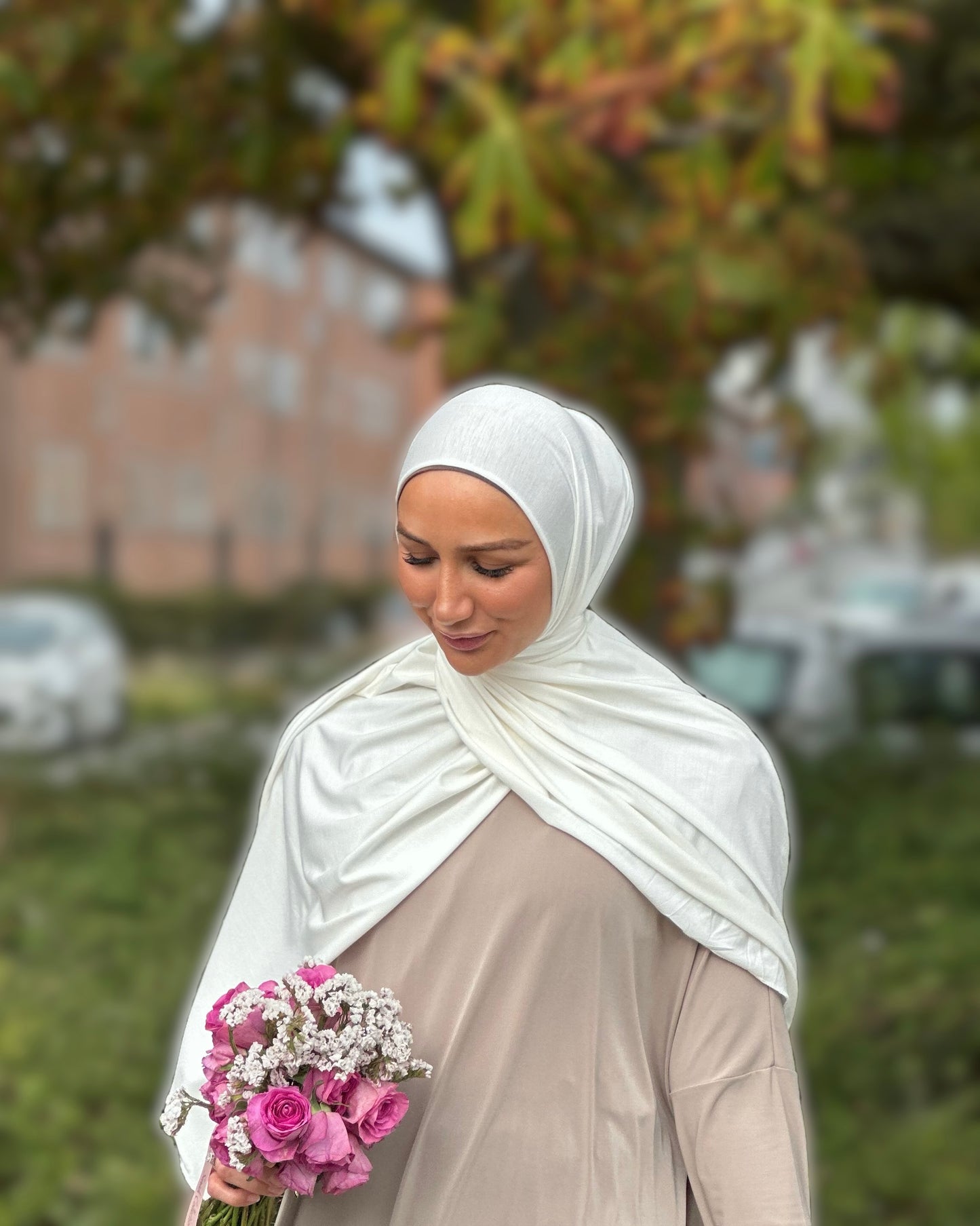 Lux Jersey Tesettür - Krem N03