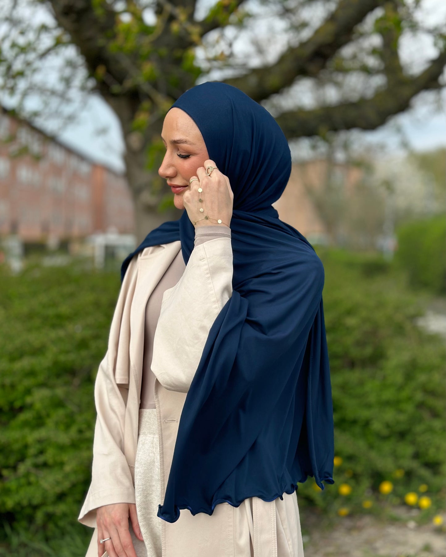 Flowy jersy Hijab - Navy FJ17