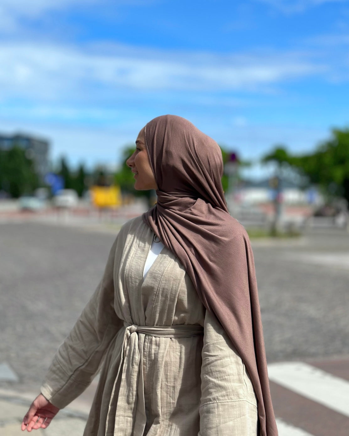 Düz Jersey tesettür - mums Brown b136