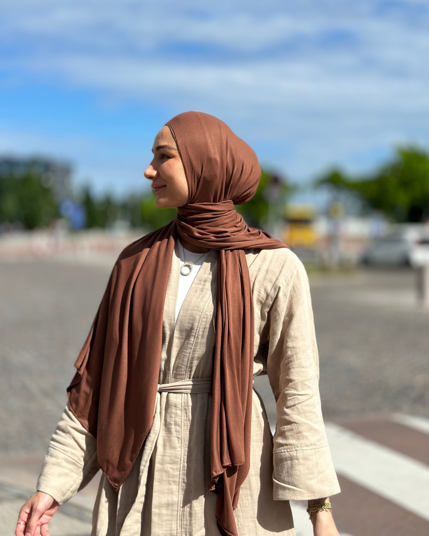 Plain Jersey Hijab - Bronzie b19