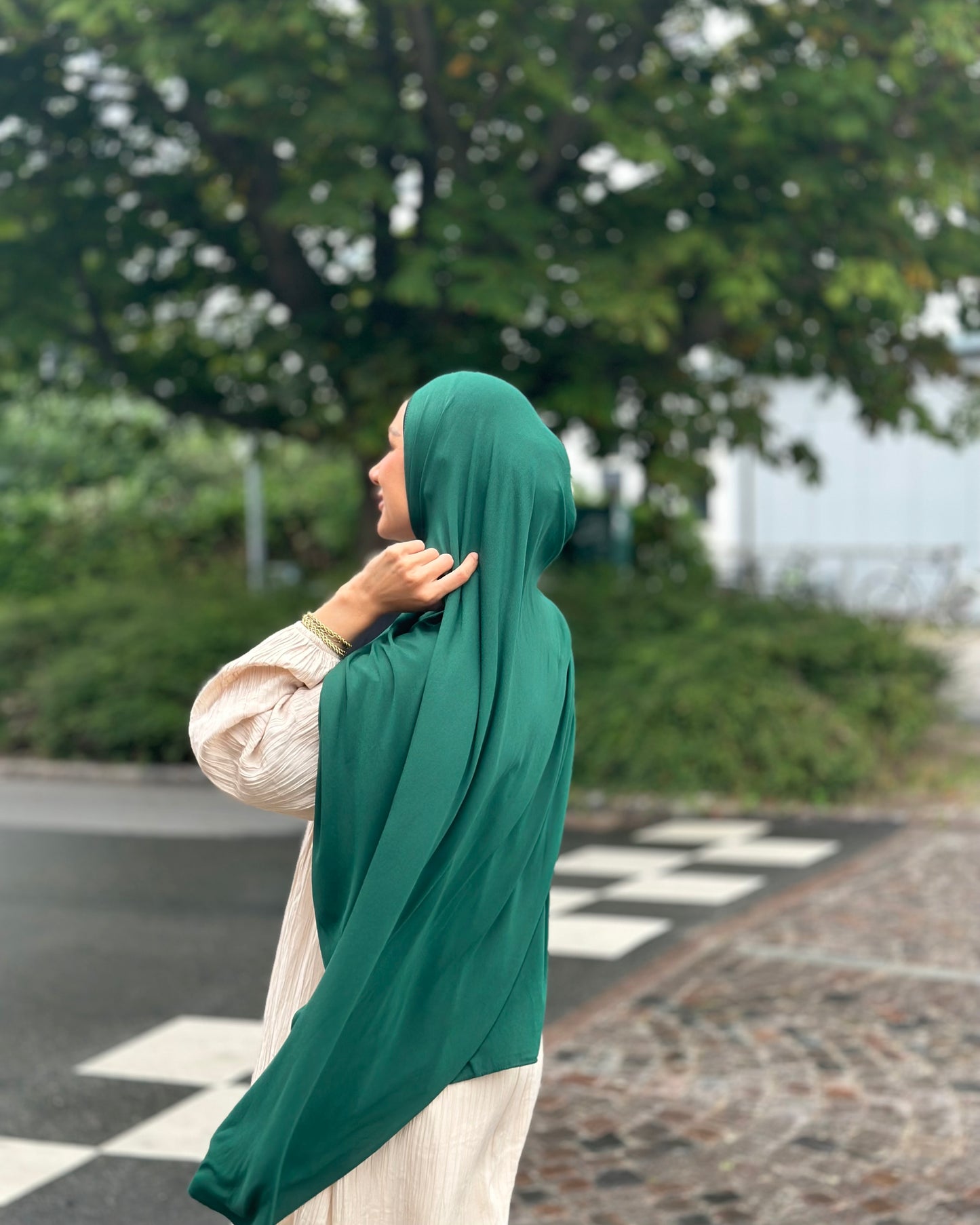 Plain Jersey hijab - green b121