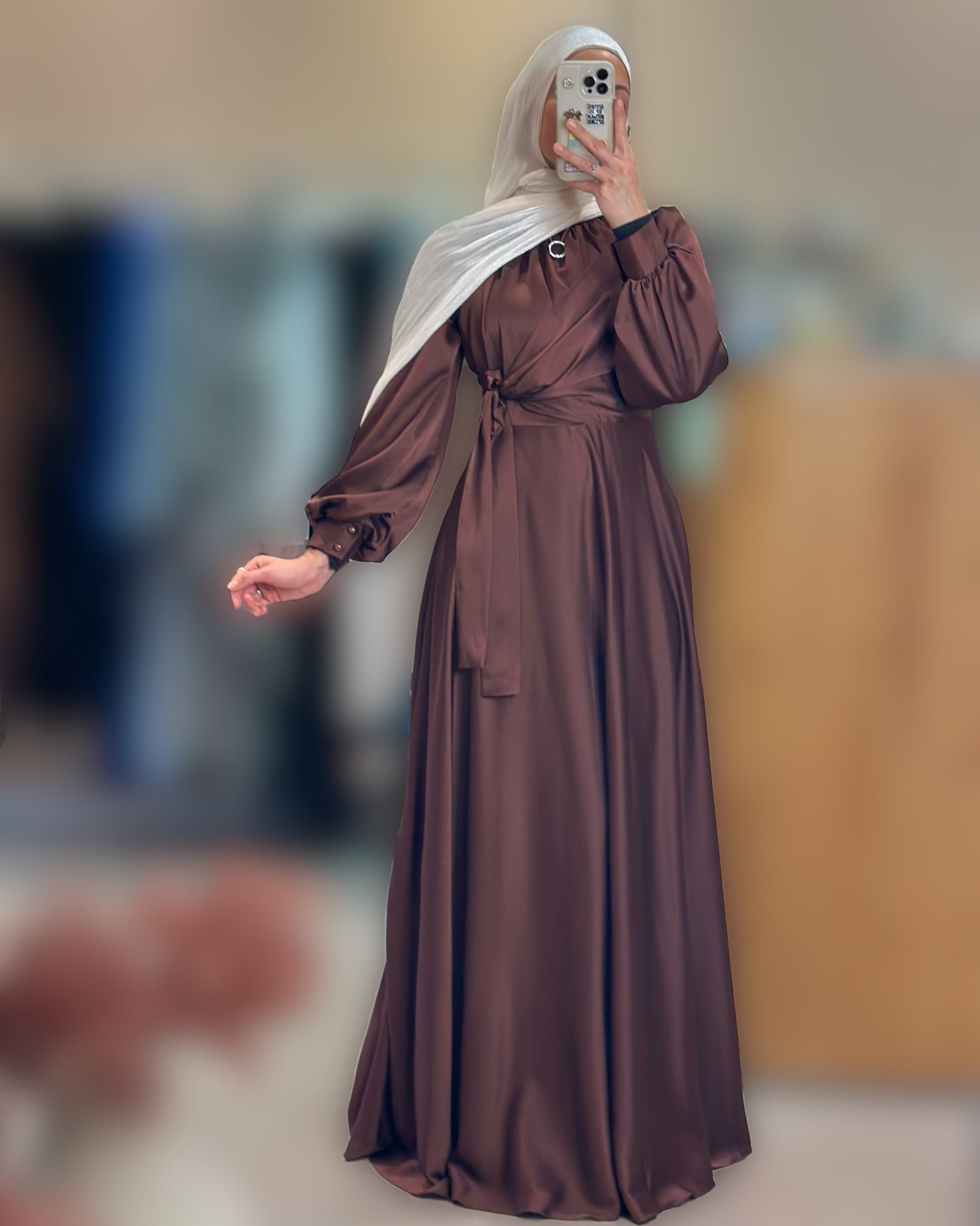 Saten çapraz sarma elbise - Choko