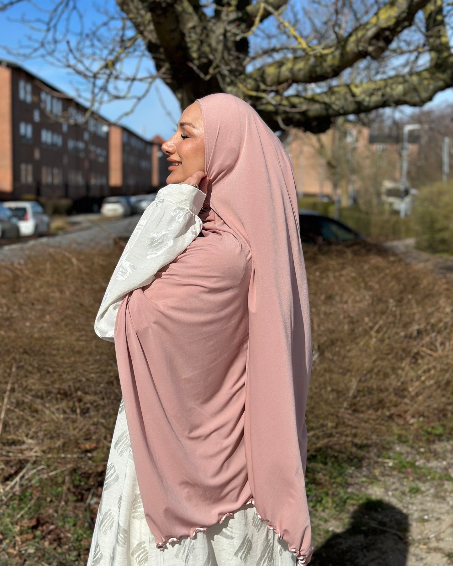 Flowy Lycra Hijab - Tea rose fl22