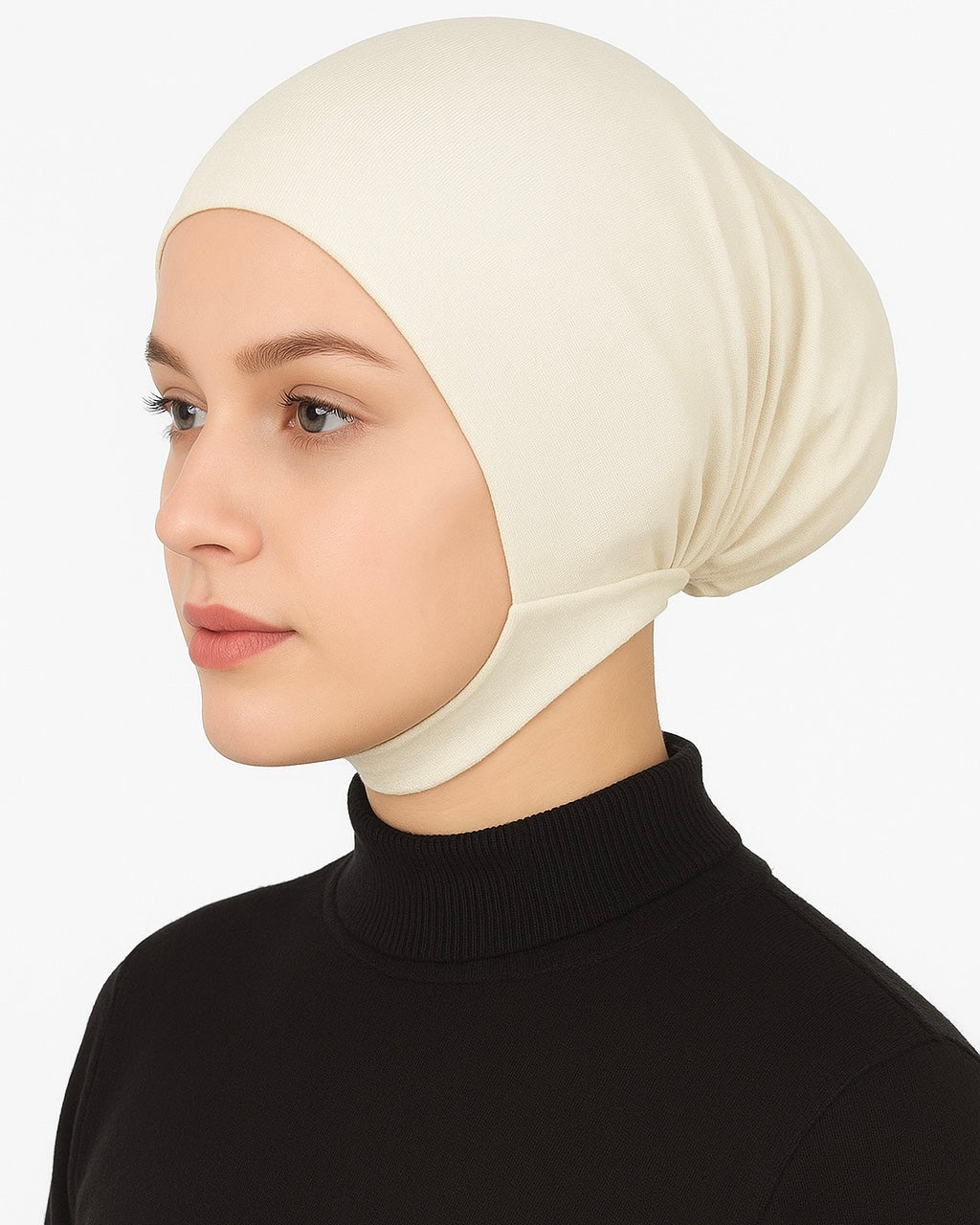 Closed Undercap with Chin Strap - milk White cs03