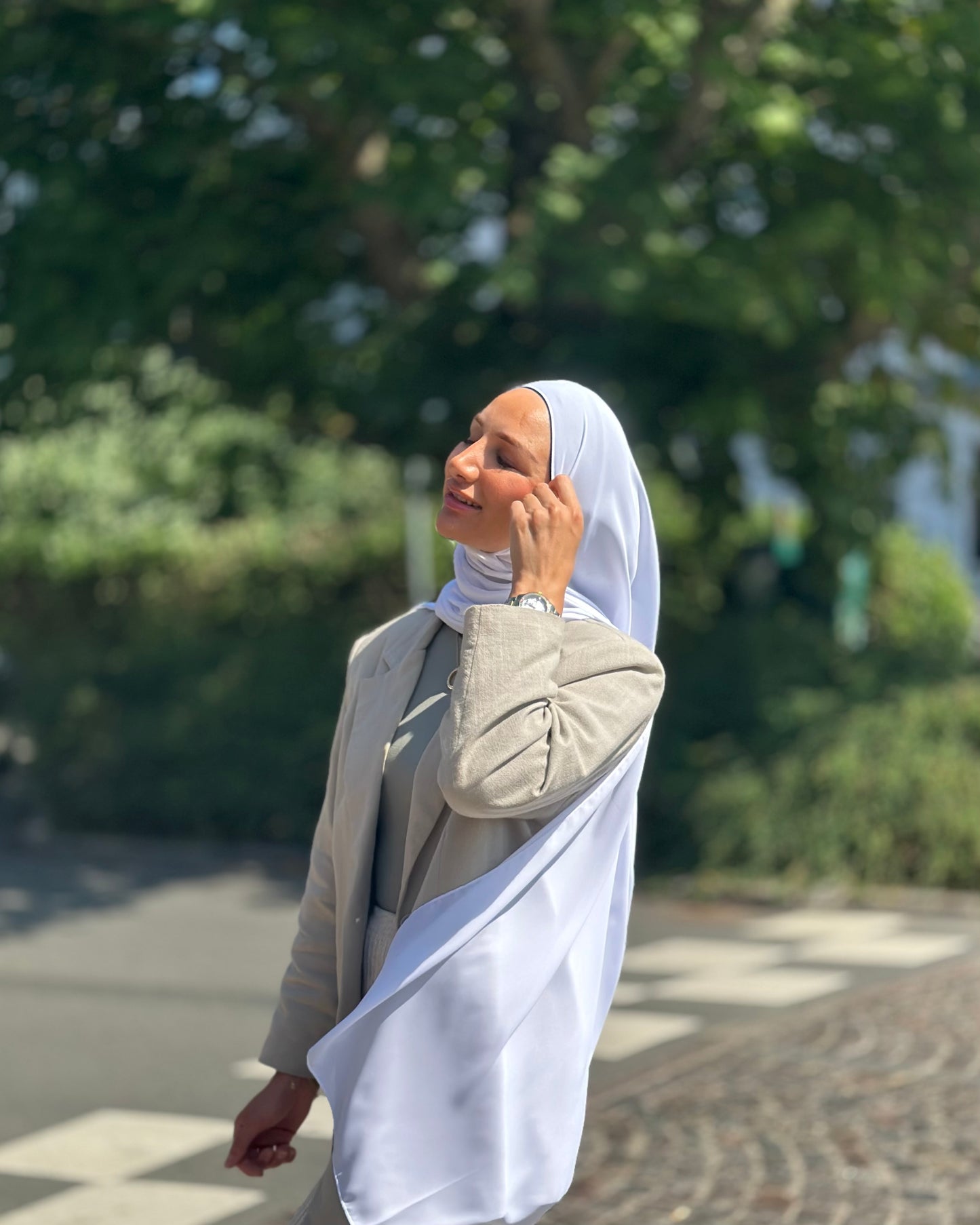 Lux Şifon Tesettür - Pudra Beyaz L122