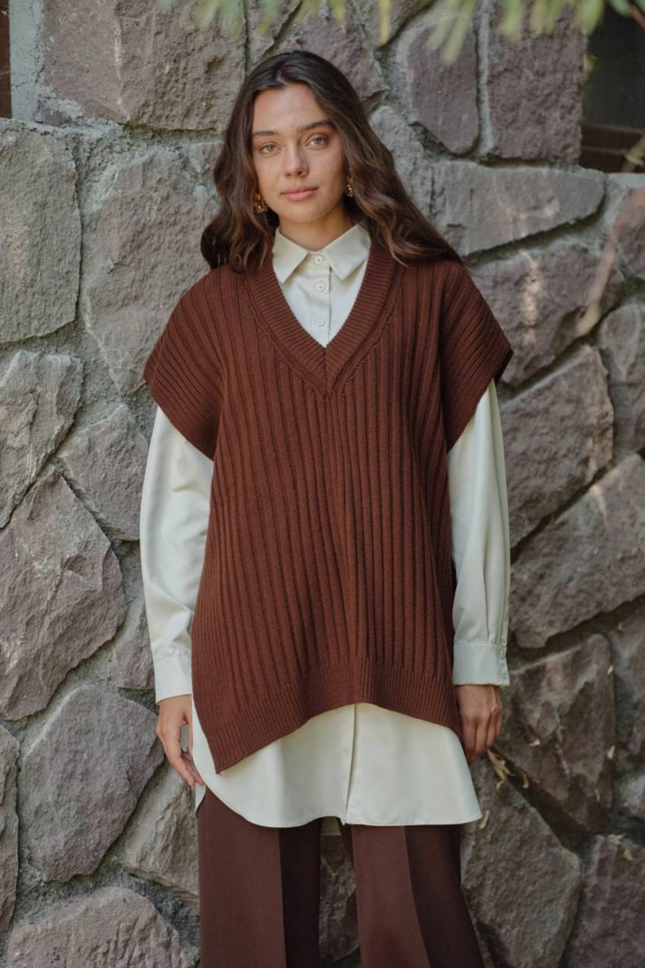 Oversize Knitted vest - syrup