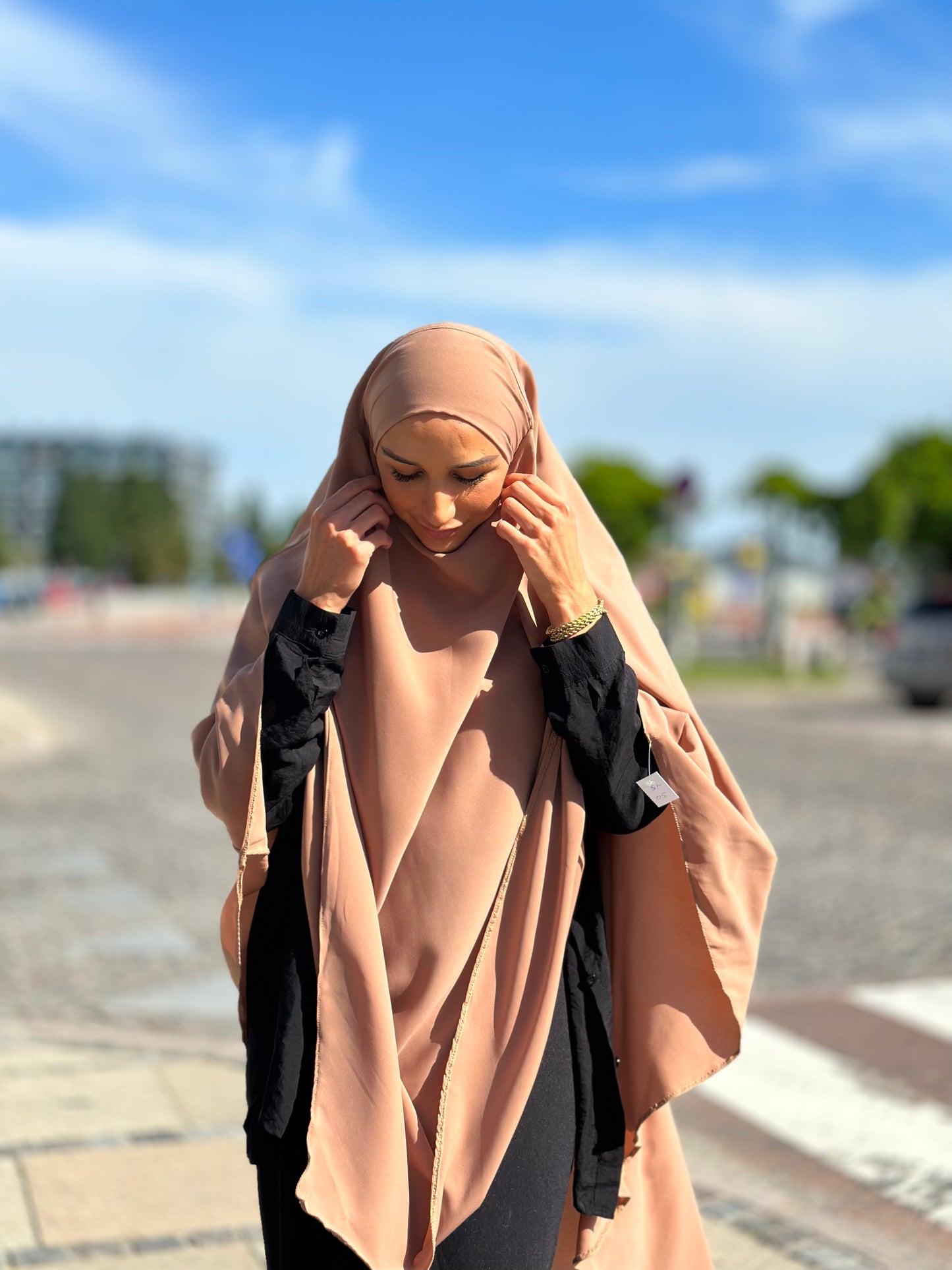 Lamer tek kat khimar - Sıcak Kahverengi sf05