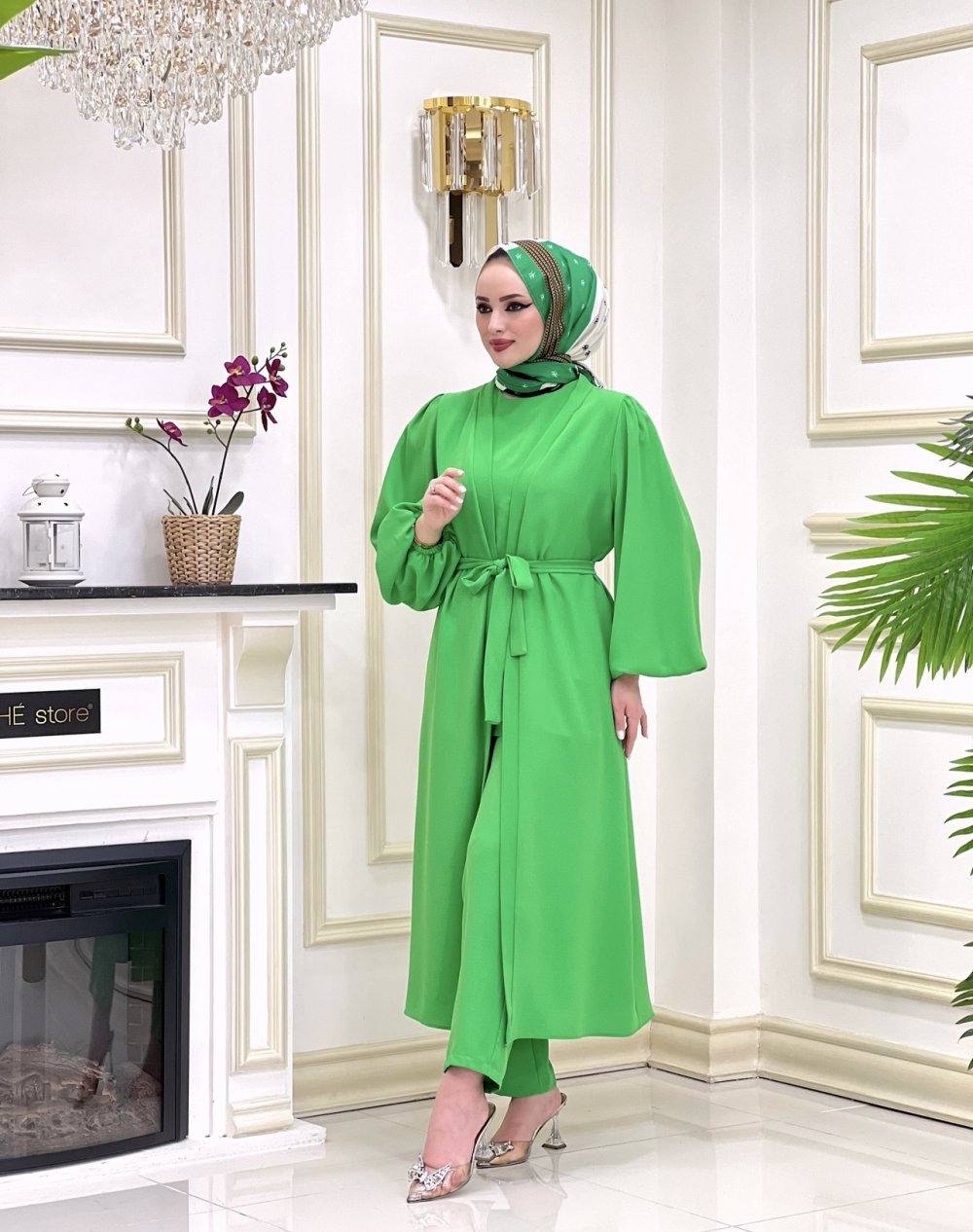 Green Kimono with matching top