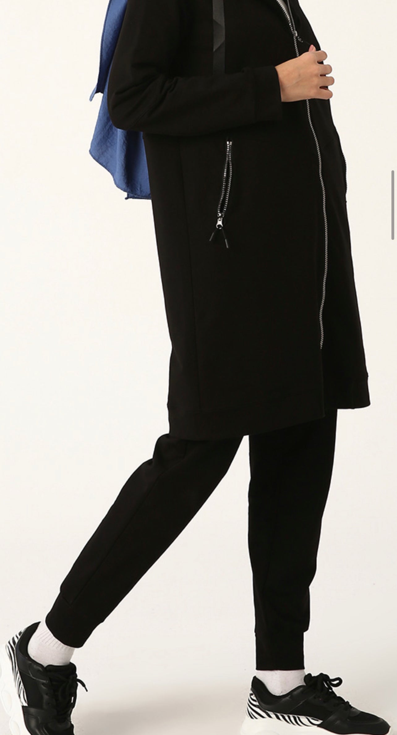 Hooded zipper front - Black