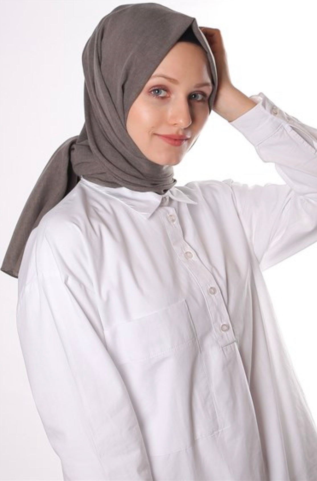 Nötr Pamuklu Tesettür - Haki