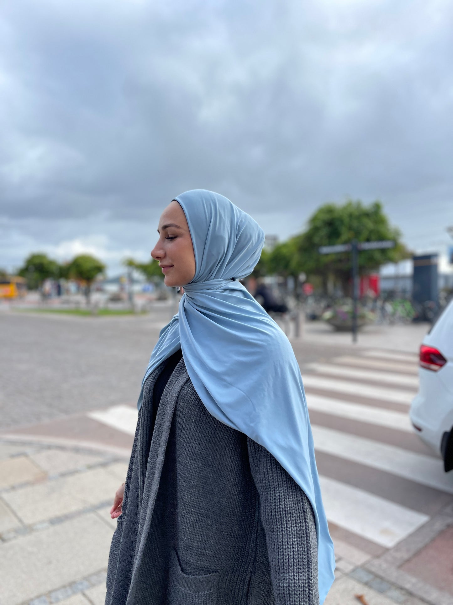 Likralı Tesettür - Bebek Mavisi ly09