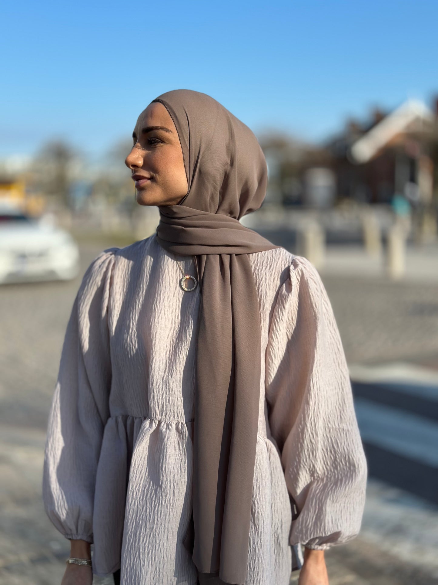 Classic chiffon hijab - Cocao Pecan c251