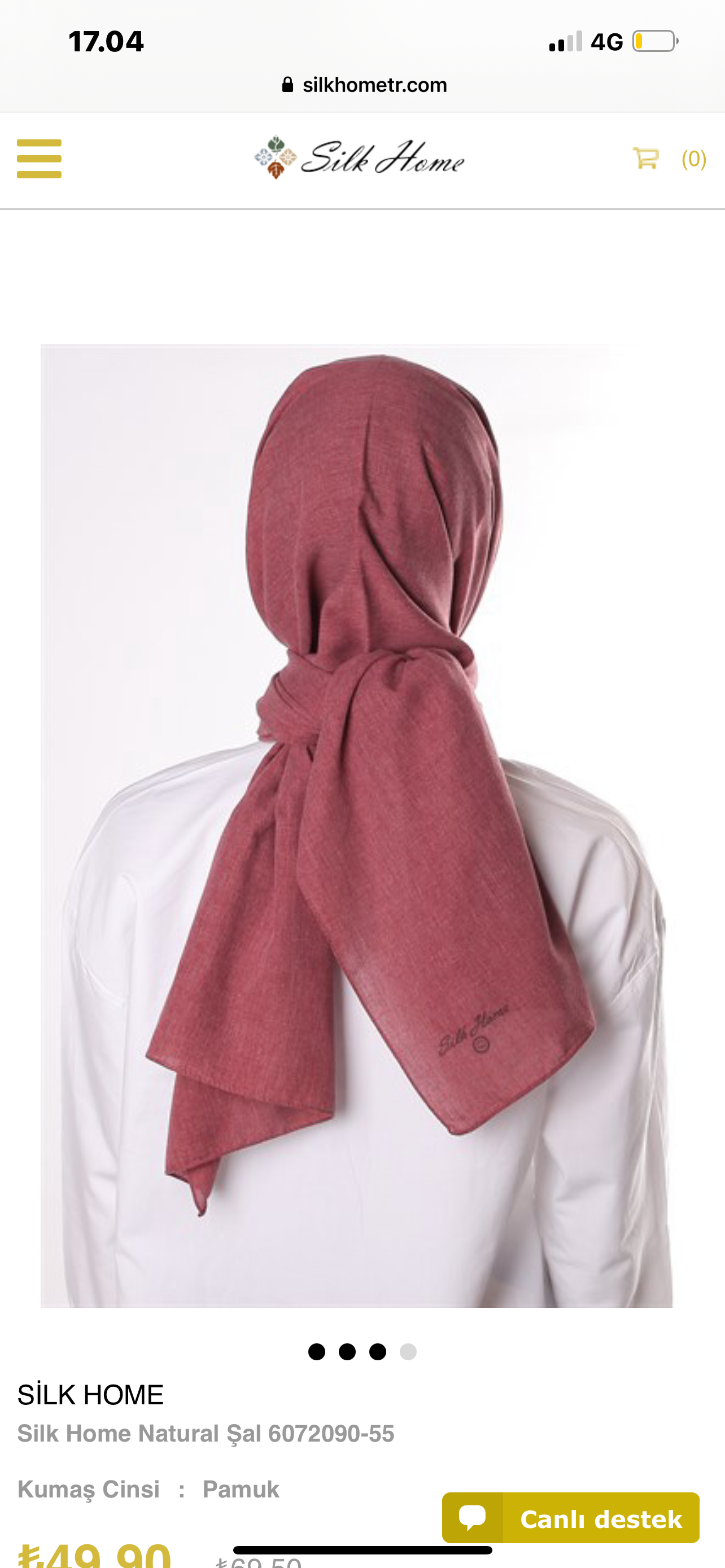 Nötr Pamuklu Tesettür - Tozlu Mor