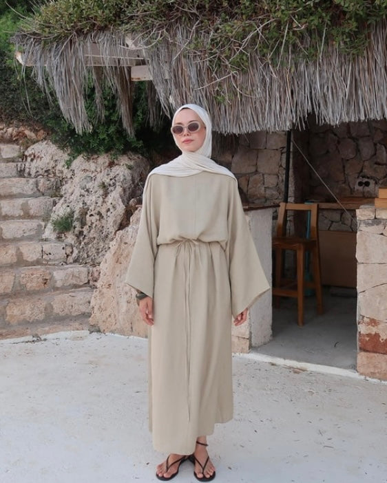 Linen butterfly dress - pastel green