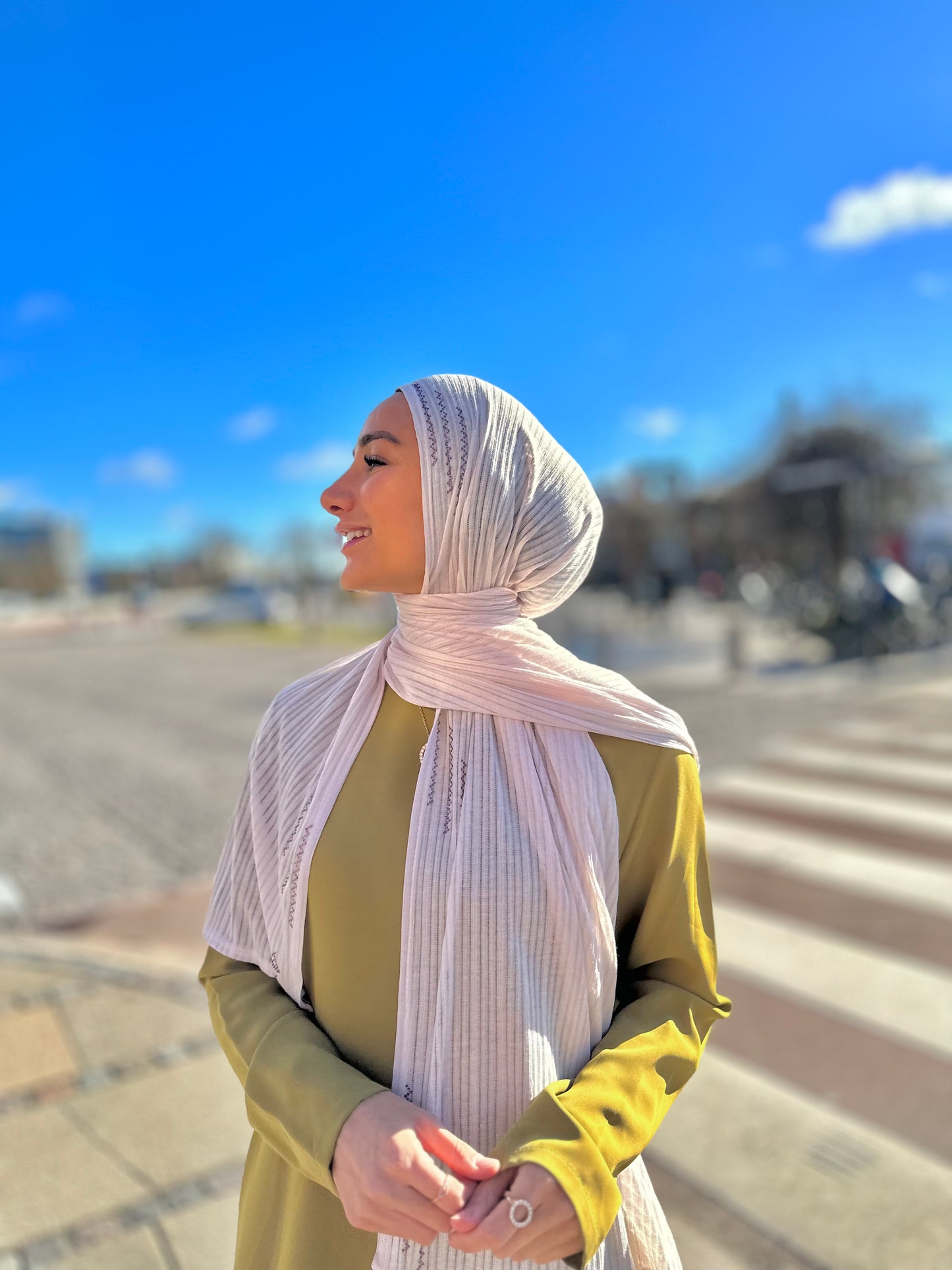 Rayon Stone hijab - Milk beige ys07