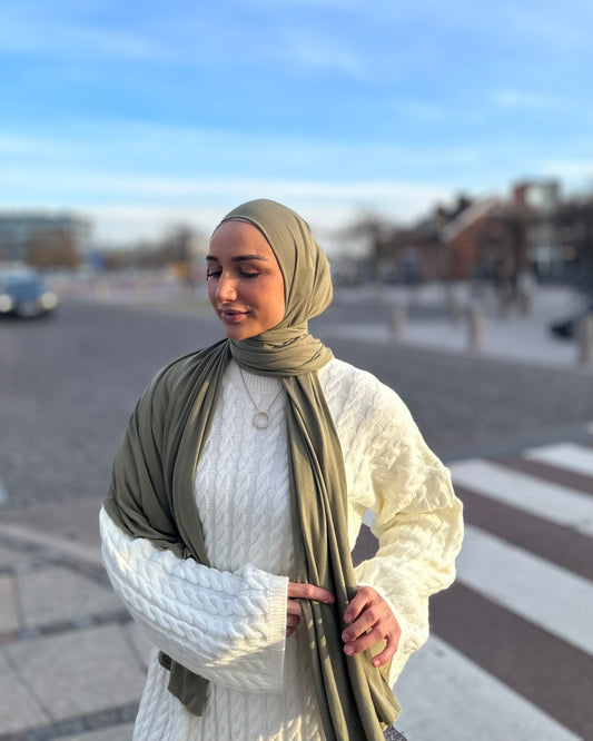 Plain Jersey hijab - Artichoke b23