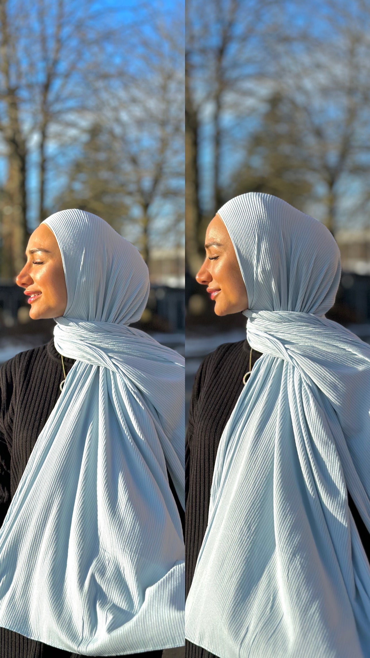 Premium Ribbed Jersey Hijab - baby blue bc06
