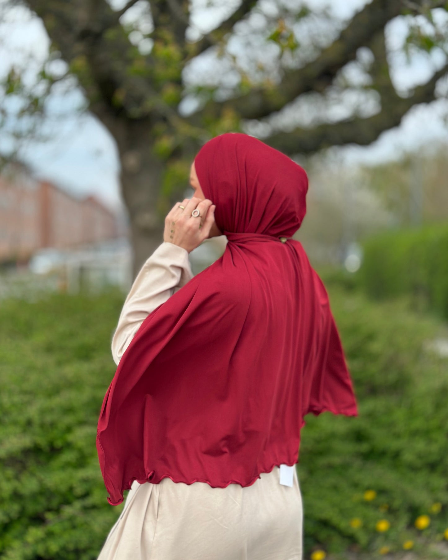 Flowy jersy Hijab - cherry FJ14