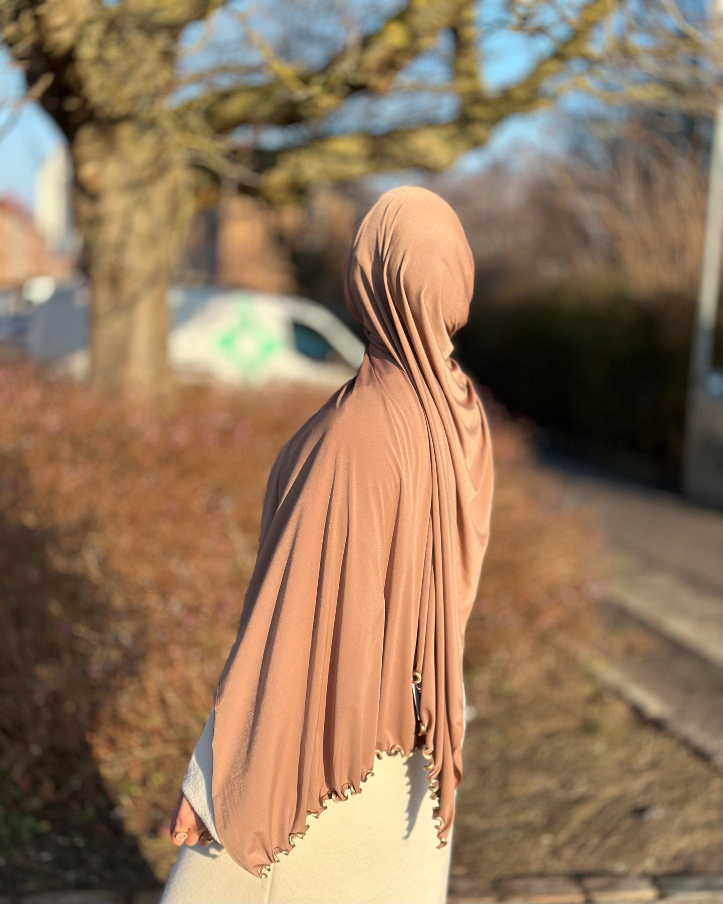 Flowy Lycra Hijab - caramel  fl37