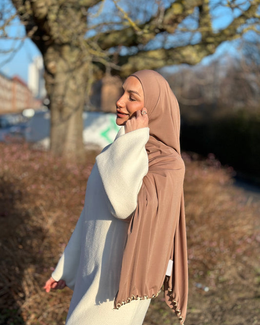 Flowy Lycra Hijab - caramel  fl37