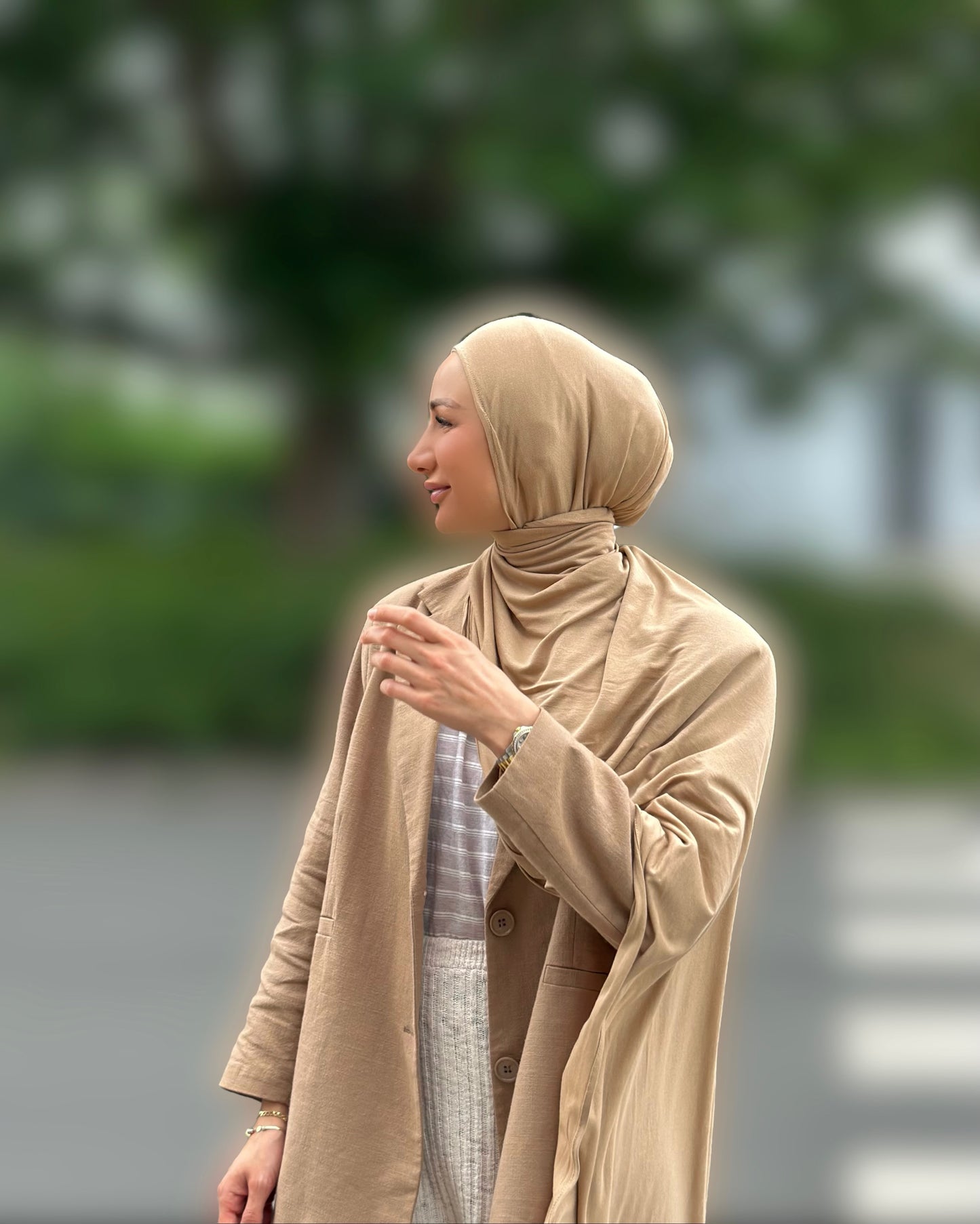 Instant Jersey Hijab - Latte Us07