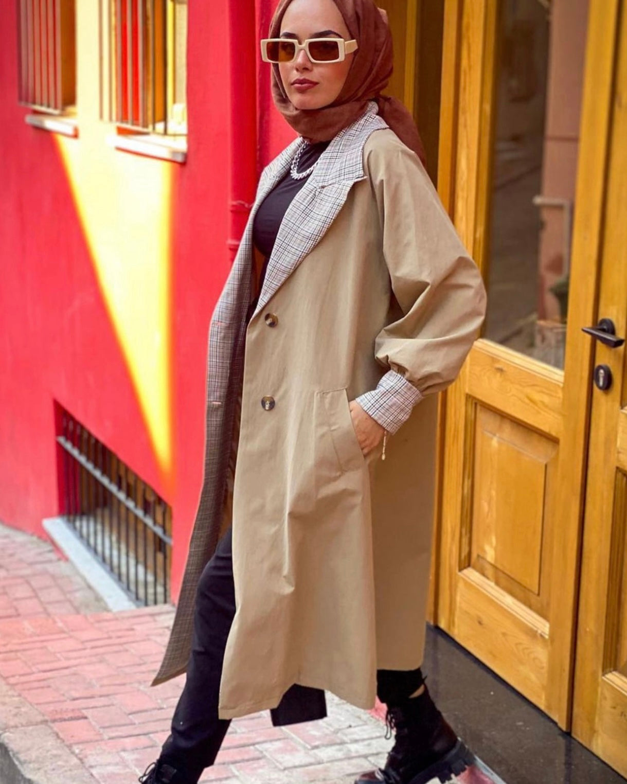 Beige trenchcoat