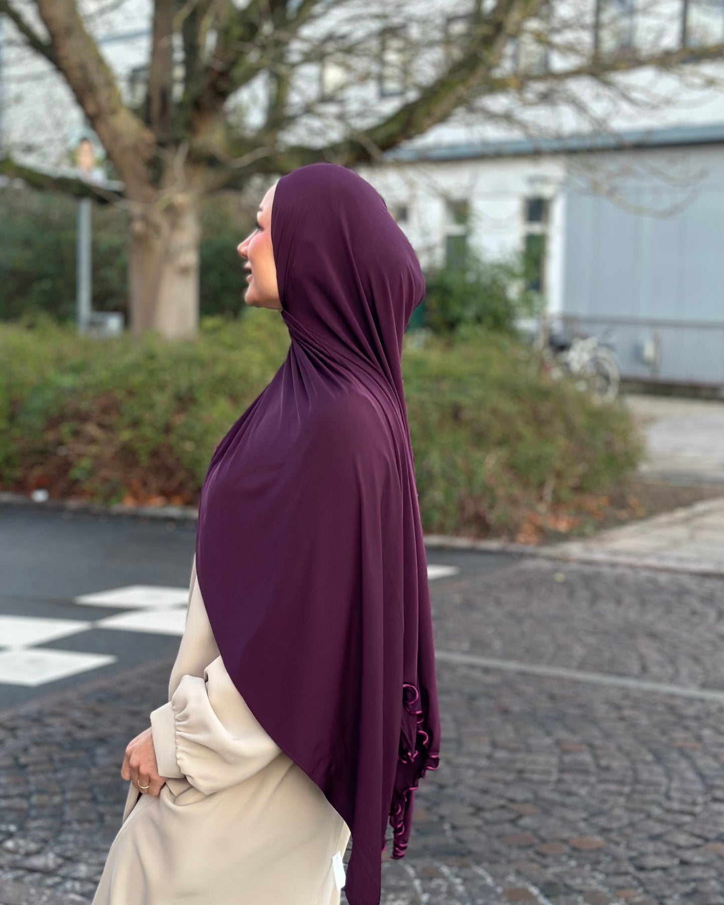 Flowy Lycra Hijab -burnt Burgundy fl45