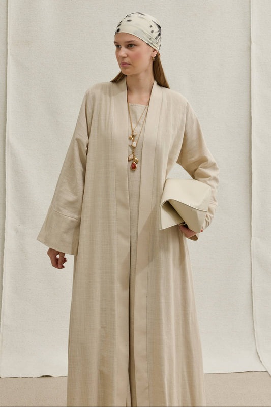 Two-piece Abaya set - beige