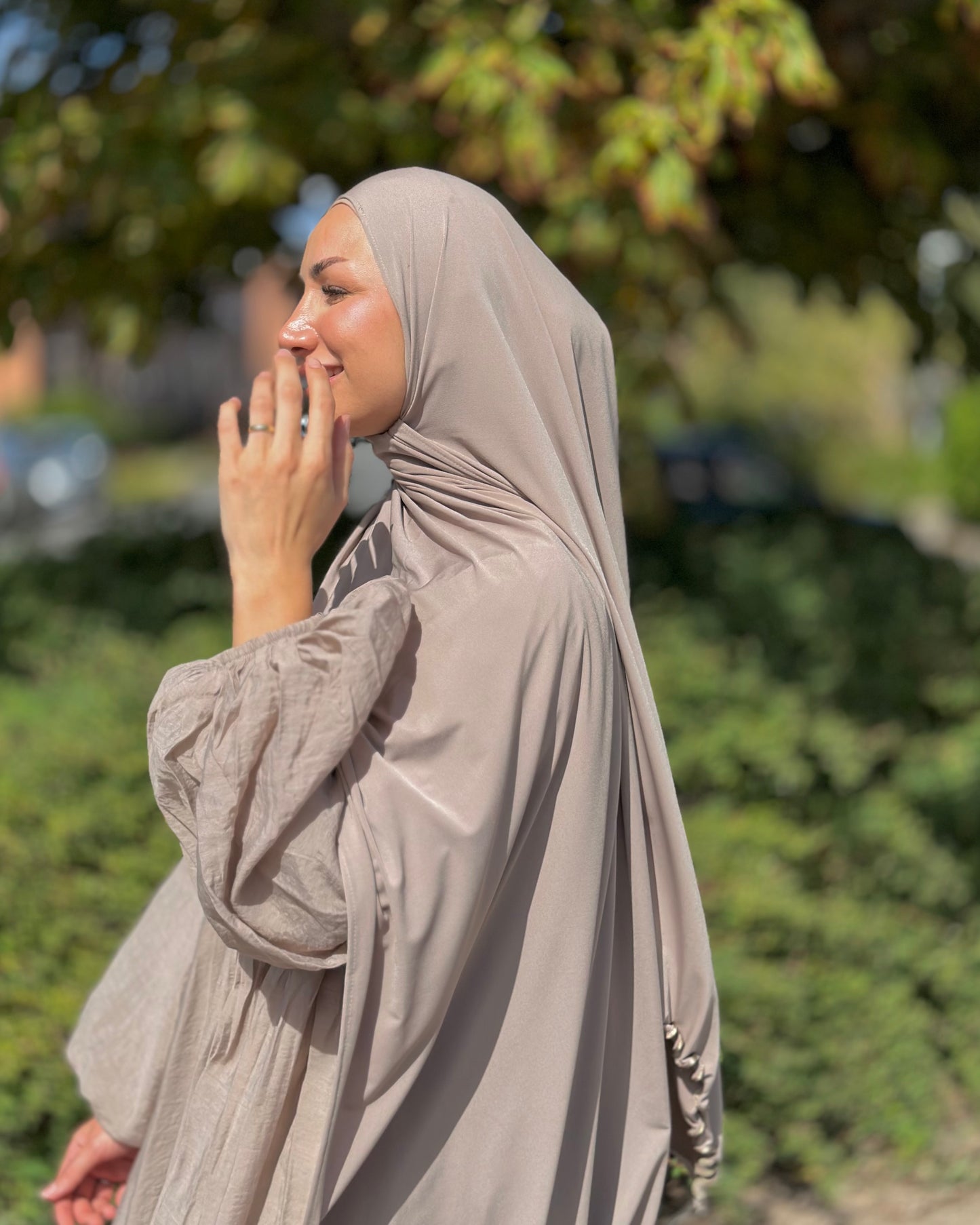 Flowy Lycra Hijab - Latte fl30