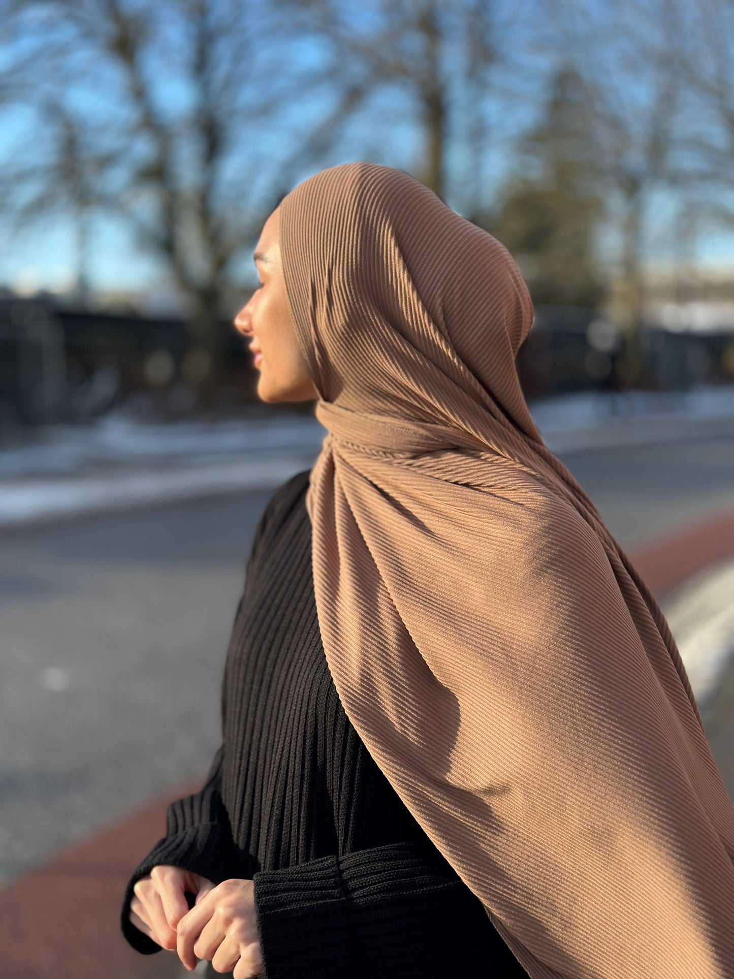 Premium Ribbed Jersey Hijab - Milky brown bc13