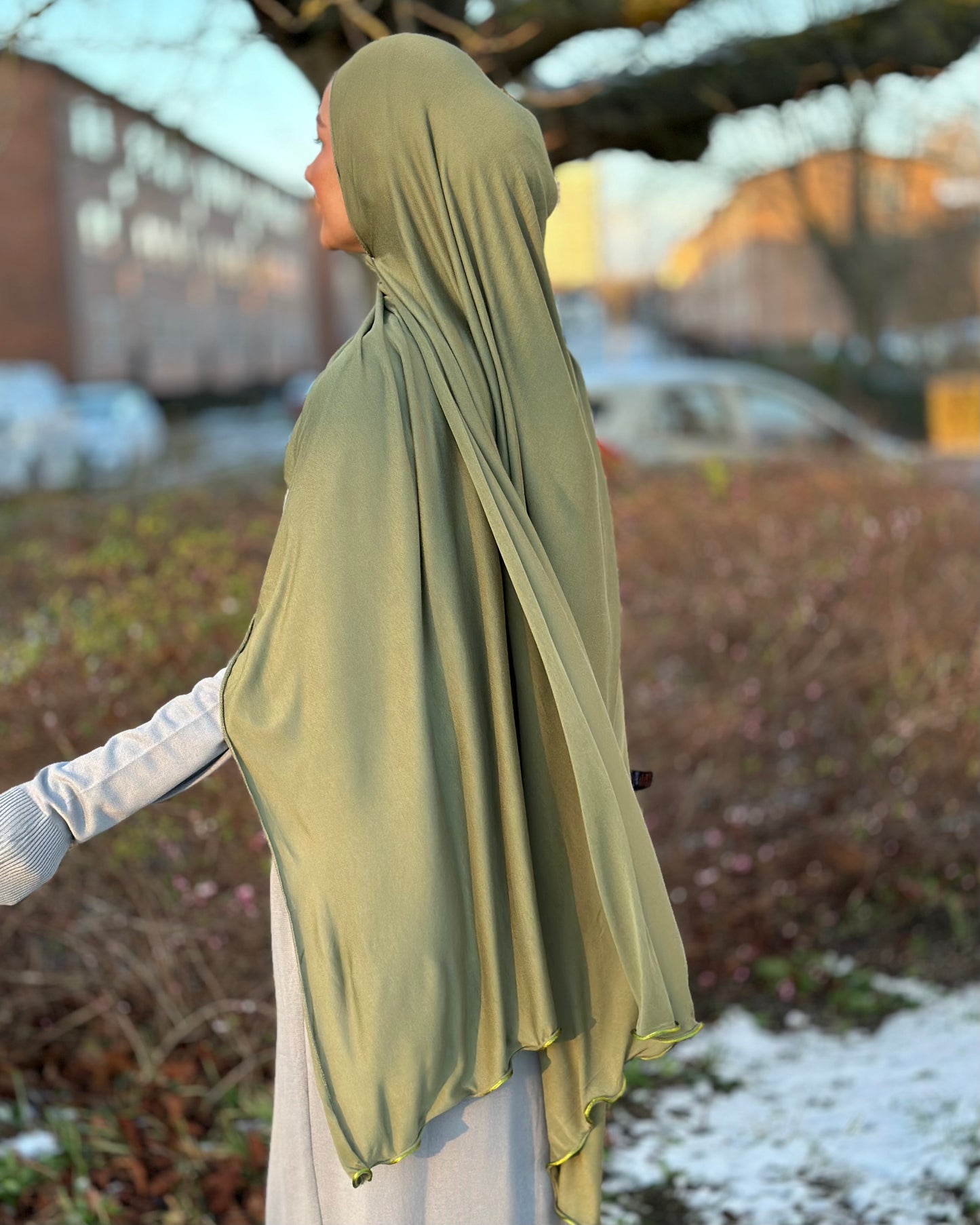 Flowy jersy Hijab - Army FJ11