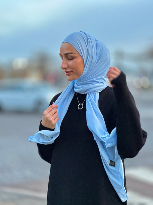 Thin Plain Jersey Hijab - Baby blue tb31